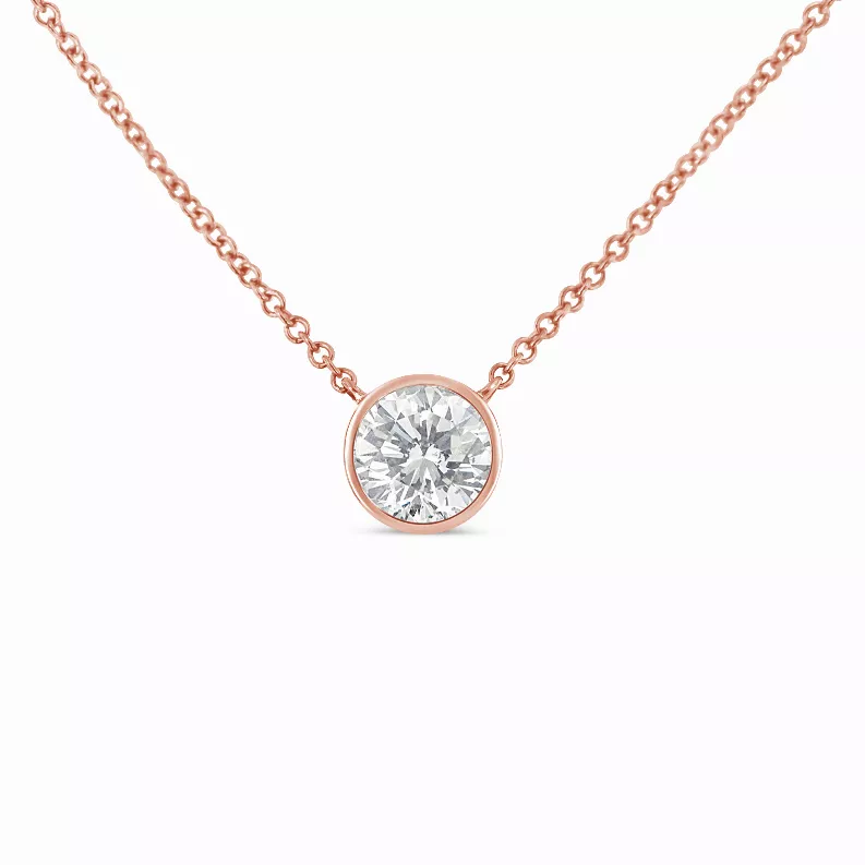 Mini Key Pendant Necklace One Side Rose Gold / 18 Inches Plus 2 inch Extender / Curb Chain