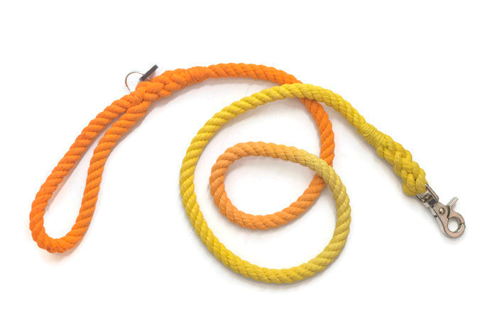 Rope Dog Leash - 6 ft Orange and Yellow