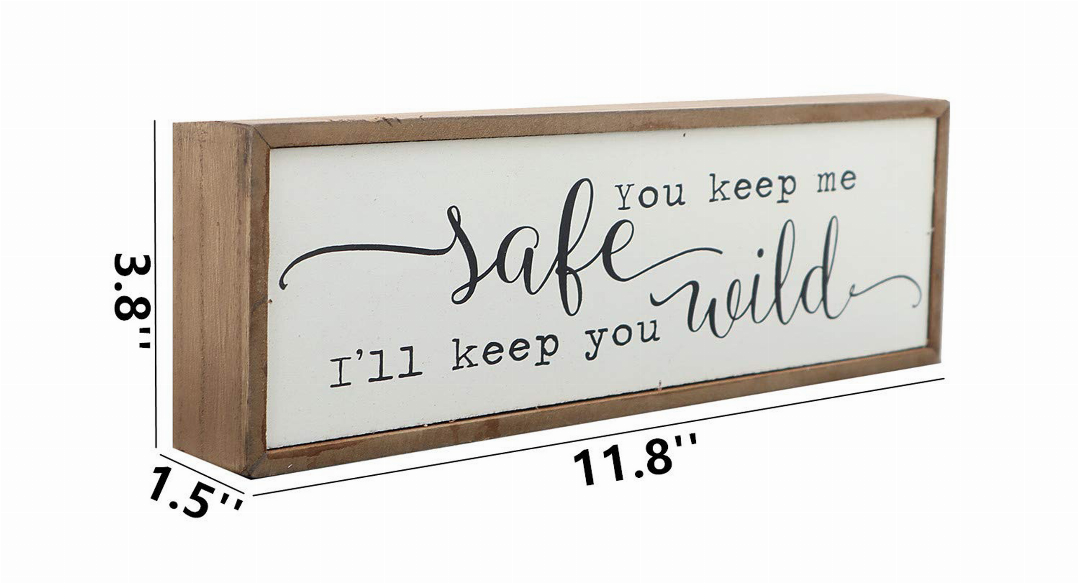 You Keep Me Safe I Will Keep You Wild Wood Block Signs- Freestanding Wood Home Decorations for Living Room