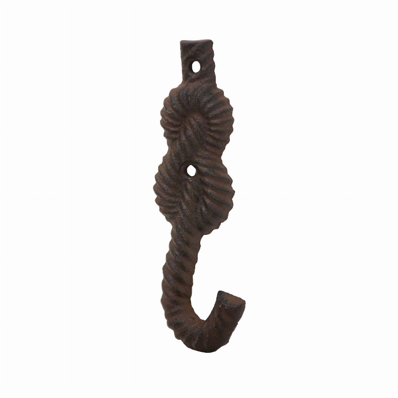 Vintage Cast Iron Rope Design Wall Hooks - Decorative Wall Hooks for Coats, Bags, Towels, Hats, Indoor or Outdoor Use - Set of 3