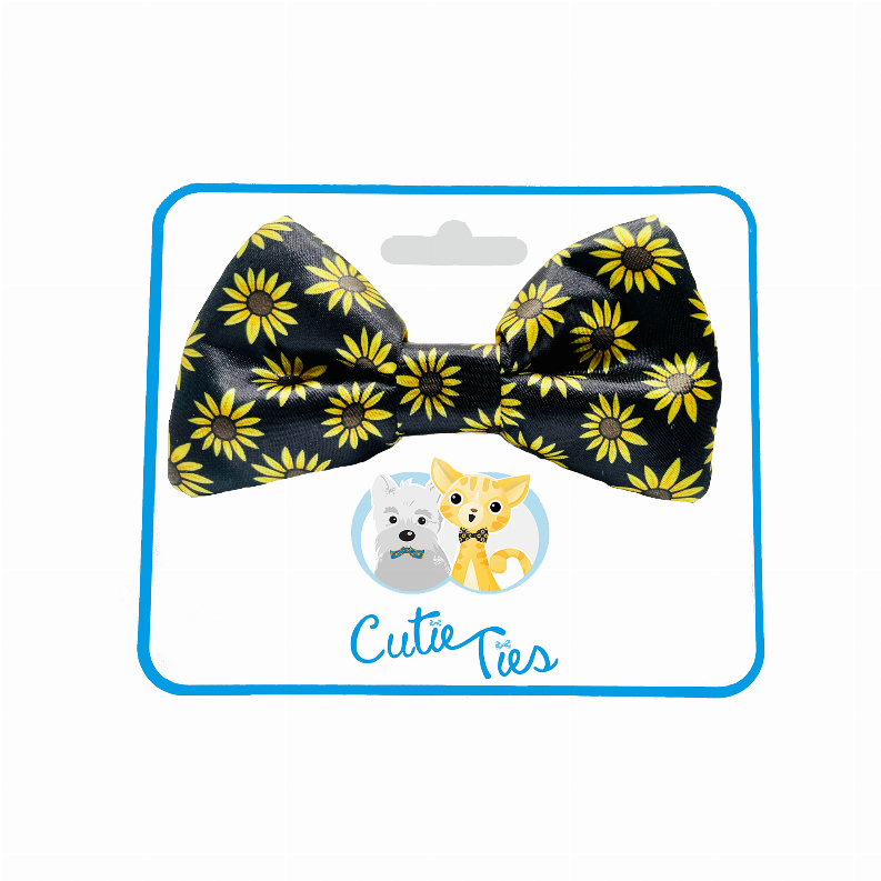 Cutie Ties Dog Bow Tie - One Size Black Sunflower