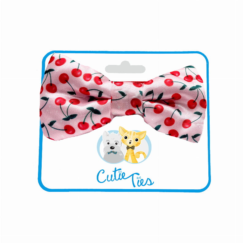 Cutie Ties Dog Bow Tie - One Size Cherries Print
