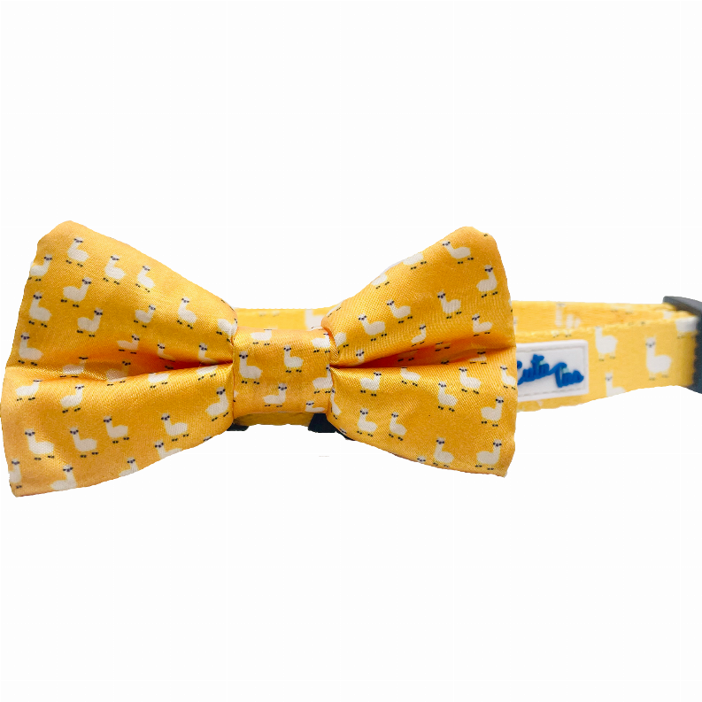 Cutie Ties Fun Design Dog Collar - Small Llama Yellow