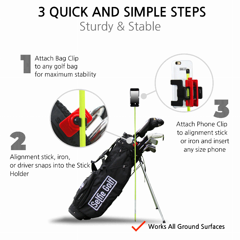 SelfieGolf - The Ultimate Cell Phone Clip System - Snow/White