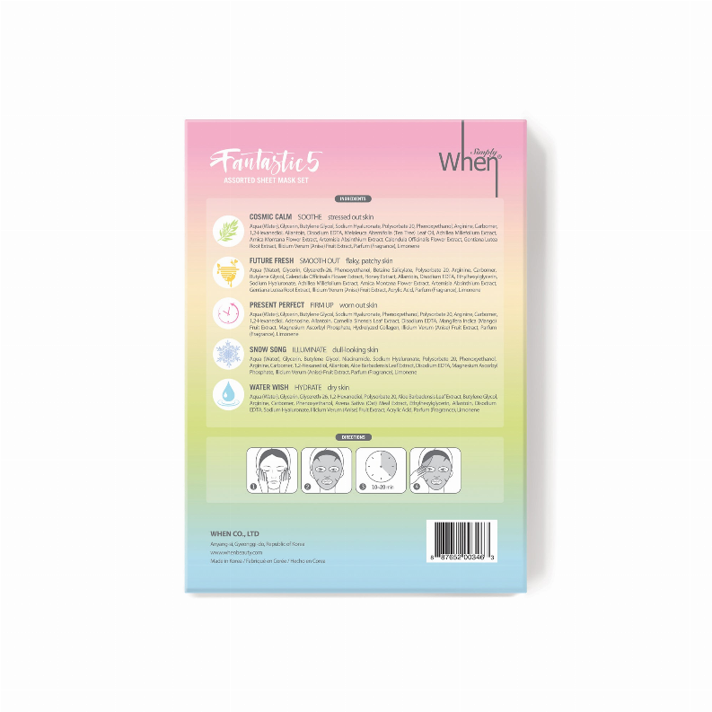 Fantastic Five Assorted Sheet Mask (5 Piece Set) - Simply When