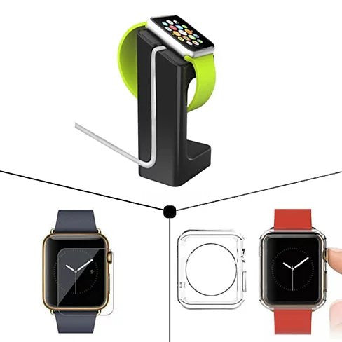 iWatch Charging Dock and Protection Bundle - 'iWatch - 42mm Black
