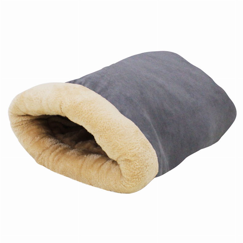 GOOPAWS 4 in 1 Self Warming Burrow Cat Bed, Pet Hideway Sleeping Cuddle Cave - 22" x14" x10" Grey