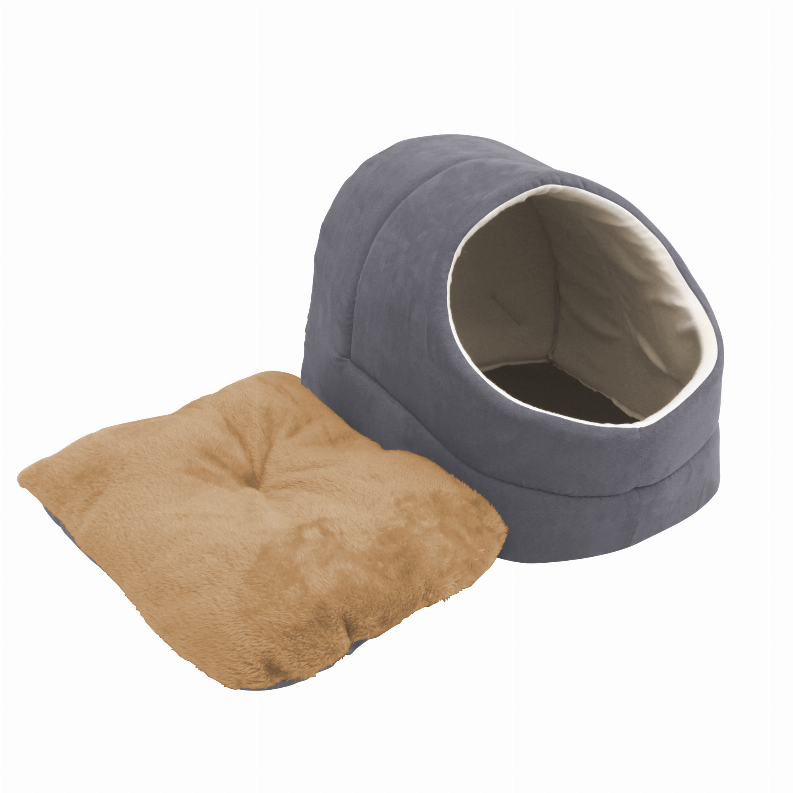 GOOPAWS Cat Cave for Cat and Warming Burrow Cat Bed, Pet Hideway Sleeping Cuddle Cave - 18" x14" x12" Grey