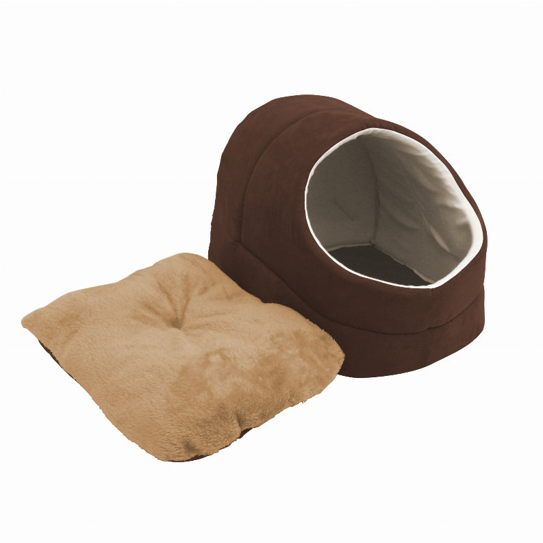 GOOPAWS Cat Cave for Cat and Warming Burrow Cat Bed, Pet Hideway Sleeping Cuddle Cave - 18" x14" x12" Coffee