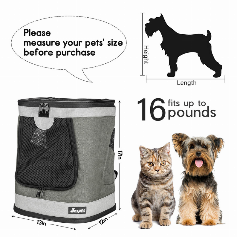 JESPET Pet Backpack Carrier for Small Dog, Puppy, Soft Carrier Backpack Ideal for Traveling, Hiking, Walking and Outdoor Activit