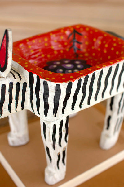 Painted Wooden Zebra Vessel