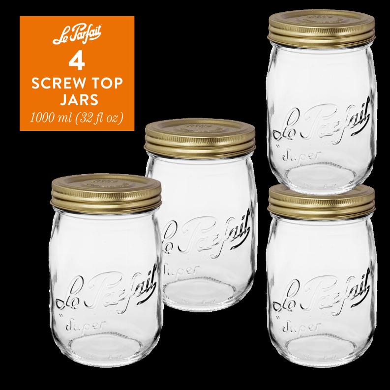 Le Parfait Screw Top Jars 3000ml - 96oz - 3L Orange Lid / 3