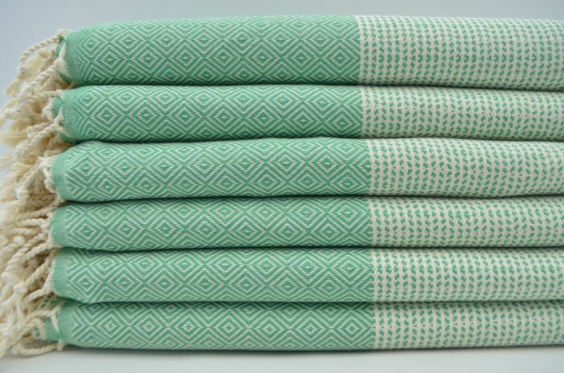 Turkish Towel - Diamond GreenDotty