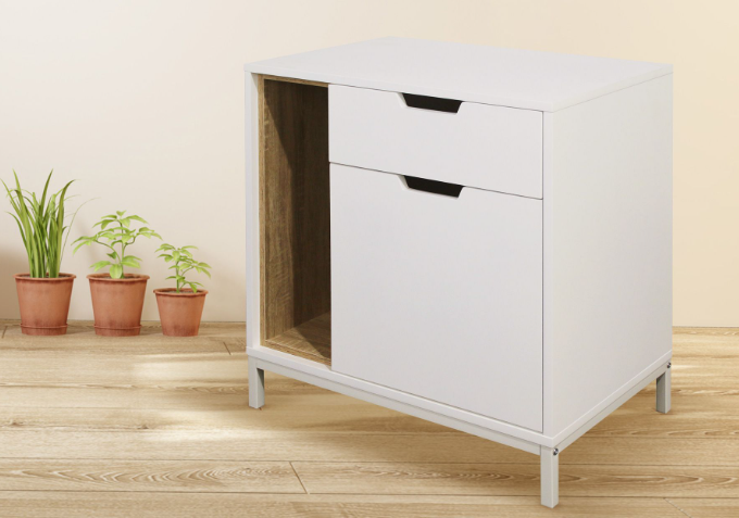 Carlo End Table with Drawer, Shelf, and Door