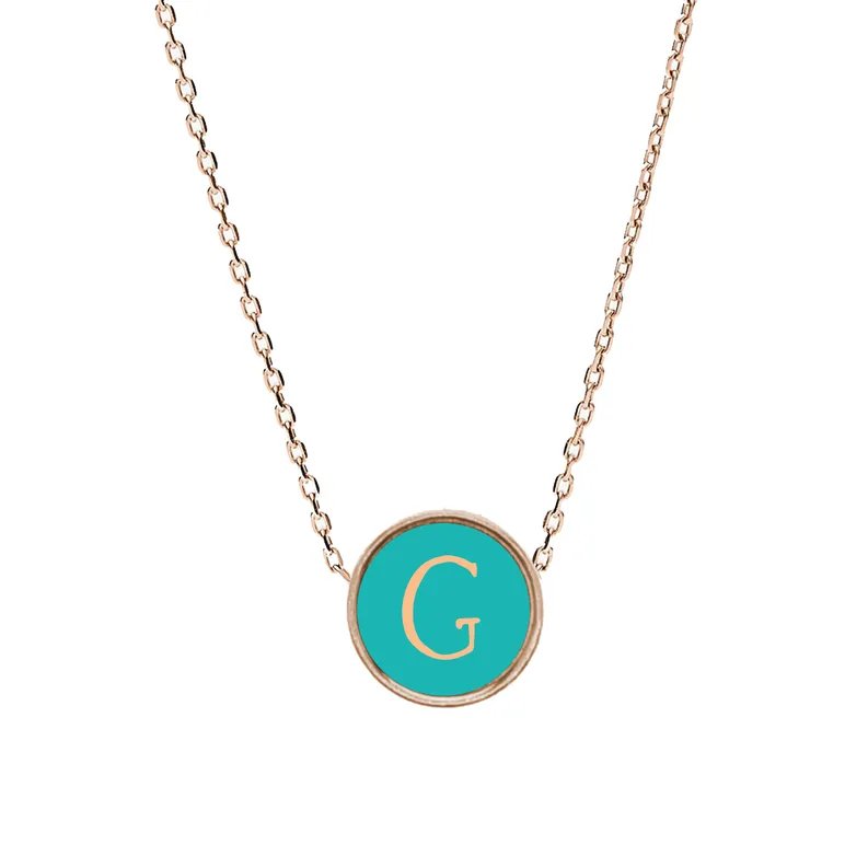 TopDawg | Pink Box Accessories,Reversible Round Initial Necklace
