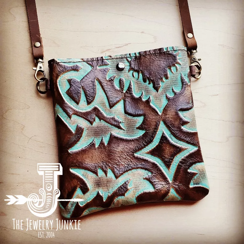 TopDawg  The Jewelry Junkie,Crossbody Handbag with Turquoise Laredo Leather  and Fringe,788927622696