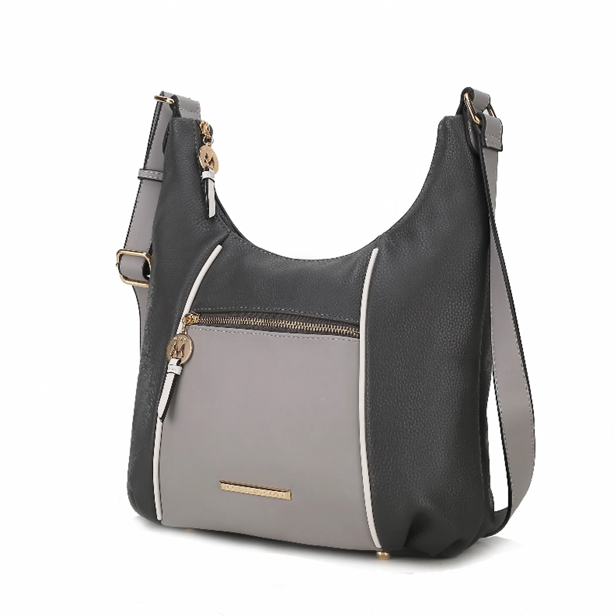 MKF Collection Women's Fantasia Faux Leather Flap Top Crossbody Bag,  Charcoal White