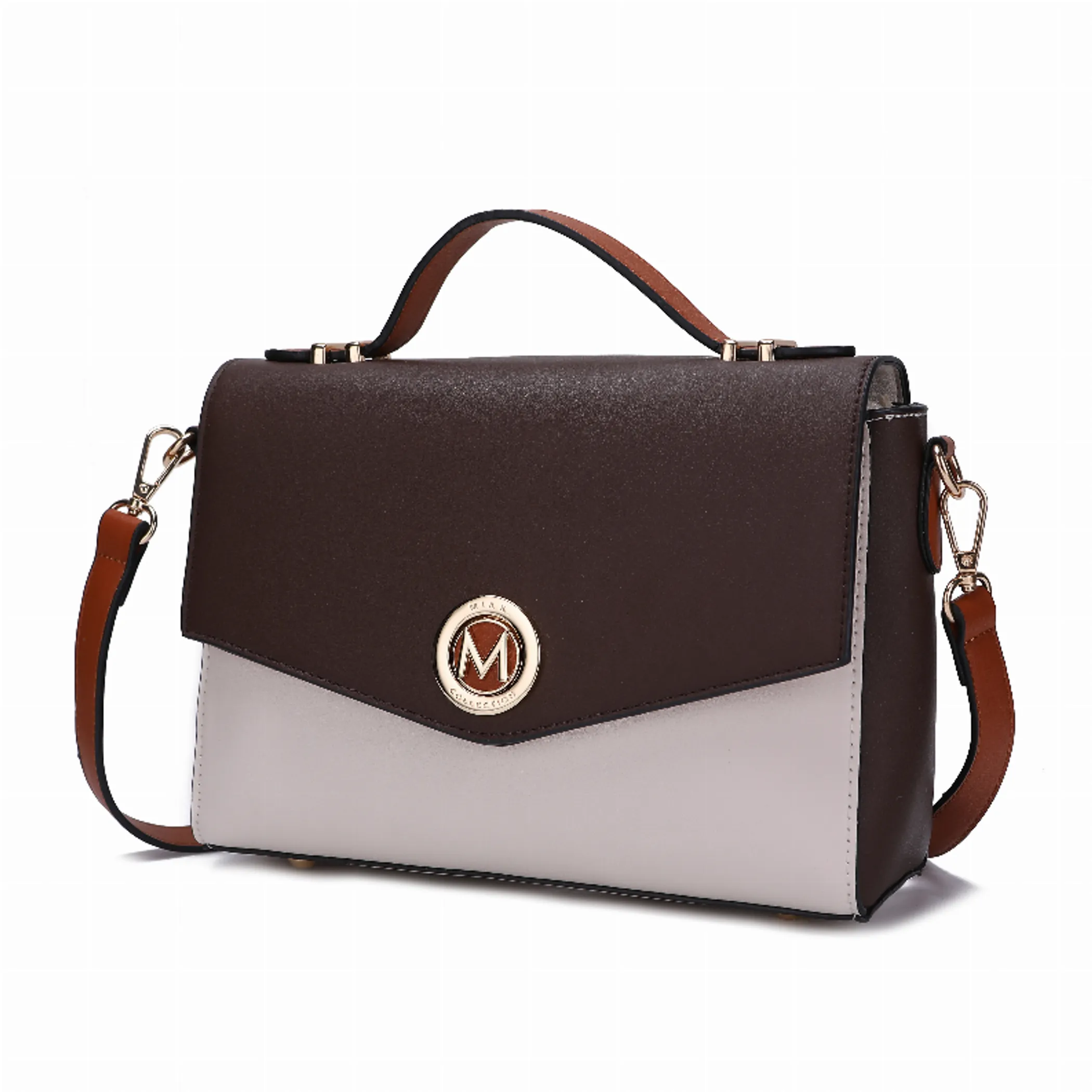 MKF Collection Angela vegan Color-Block Leather Womens Satchel