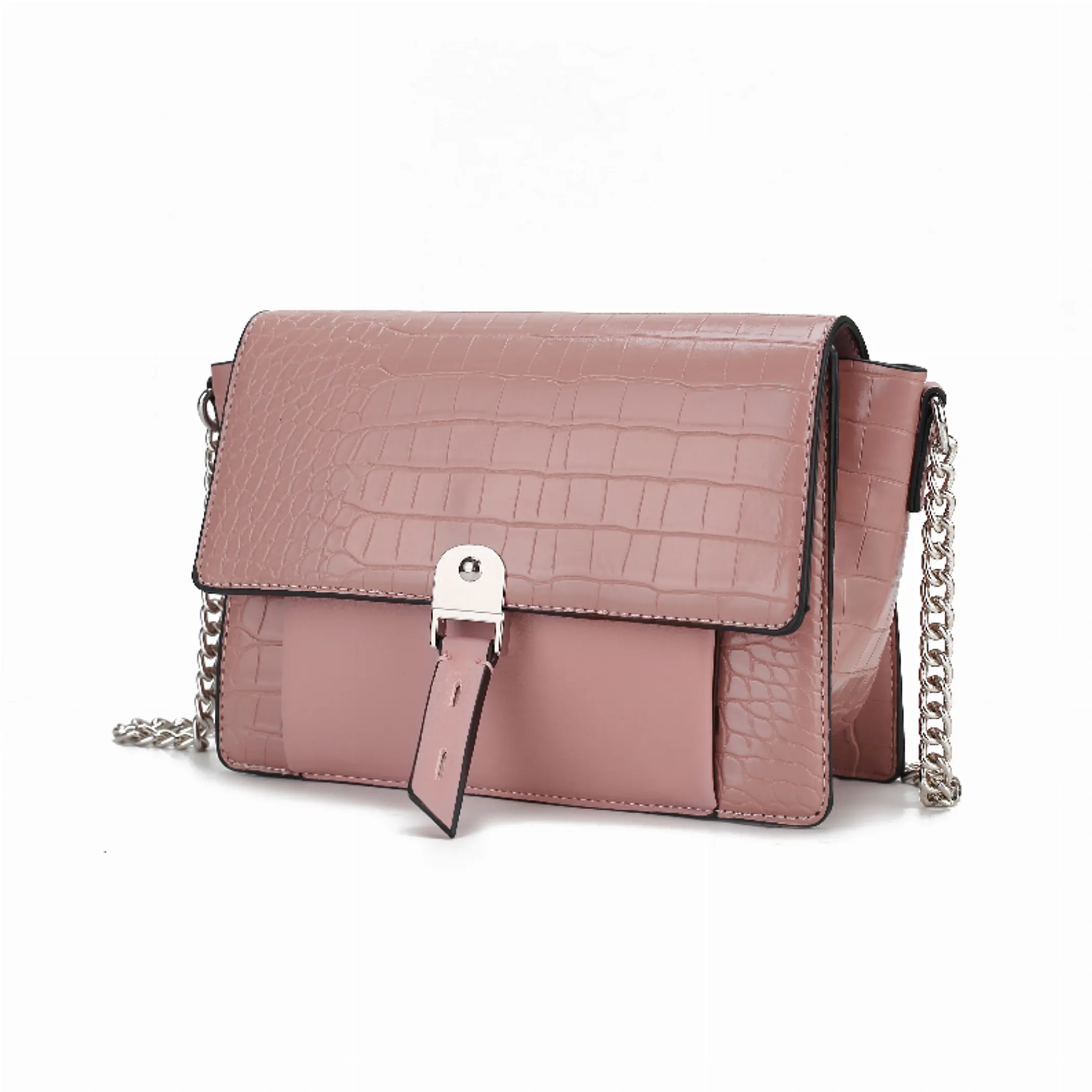 MKF Collection by Mia K Nora Premium Croco Satchel Handbag in Pink