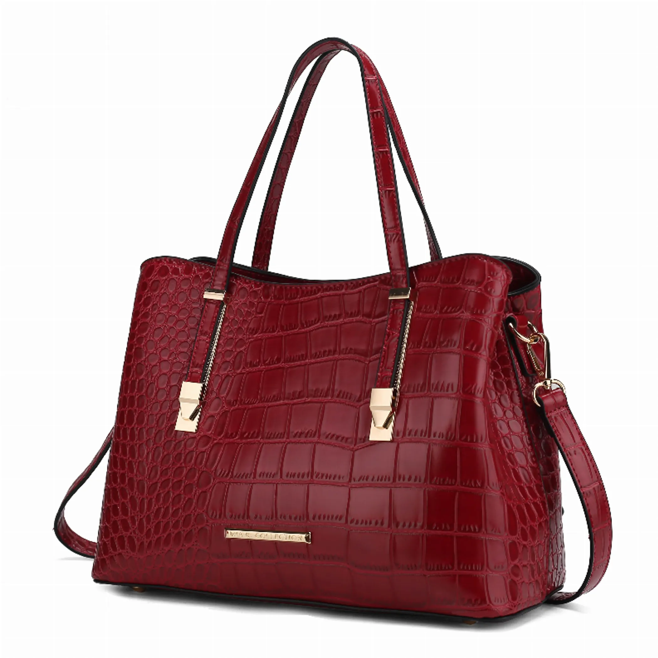  Satchel Bag Women's Vegan Leather Crocodile-Embossed