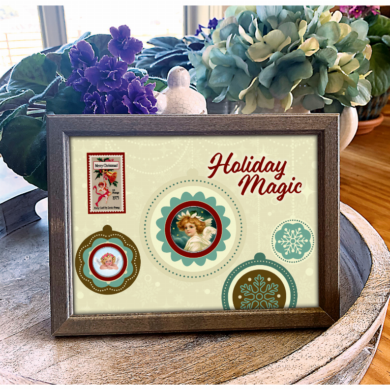 Holiday Magic Colorized Angels Half Dollar and Nickel Coin Wood Frame