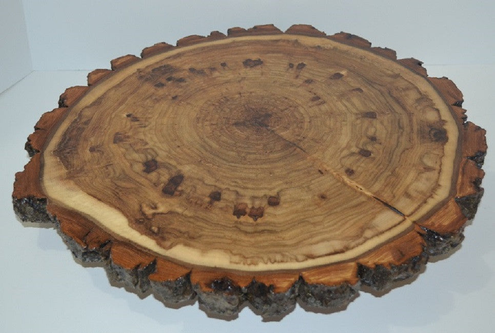 Rustic Lazy Susan Hand Crafted with Log Slices with Bark Turn Table - 12 1/2" to 14"