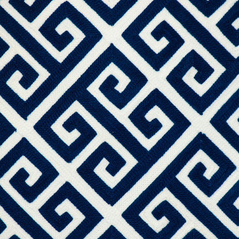 Parkland Collection Transitional Greek Key Blue Square 20" x 20" Pillow