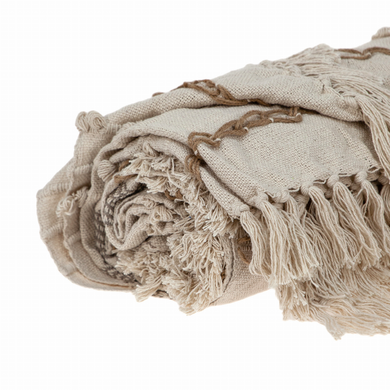 Parkland Collection Anika Eclectic Beige 52" x 67" WOVEN HANDLOOM Throw