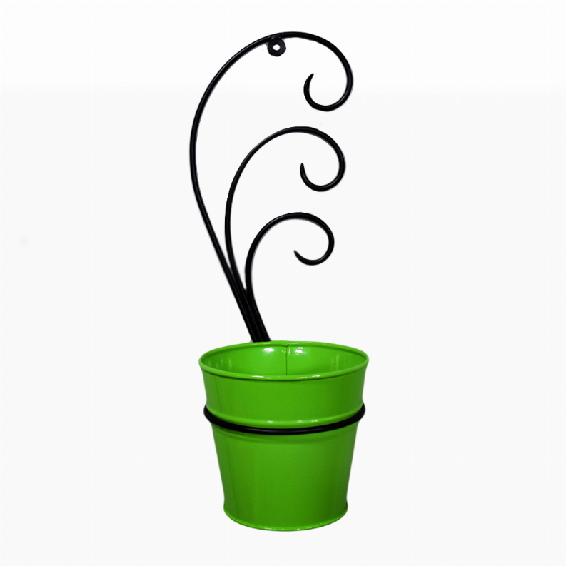 Handmade 100% Iron Round Modern Coated Color Planters Pot - 12.8 x 4.9 x 4.6in Green