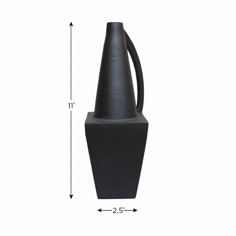 Handmade Aluminium Geometric Bud Vase For Indoor & Outdoor Use - 3.94x3.94x11.22in Black