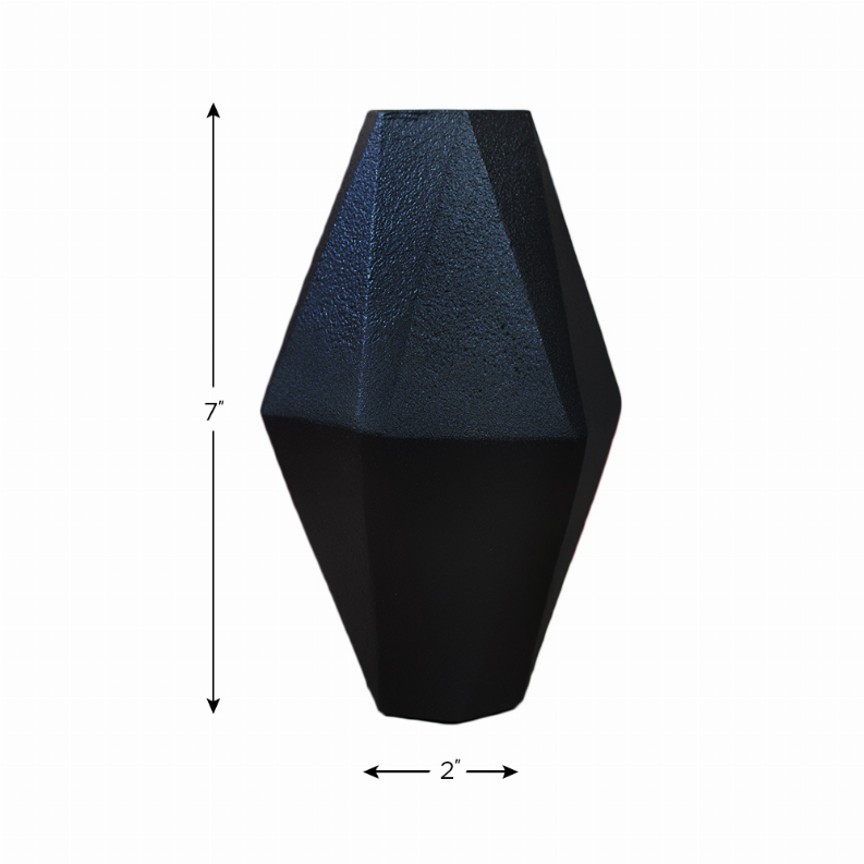 Handmade Aluminium Geometric Bud Vase For Indoor & Outdoor Use - 4.33x4.33x7.09in Black