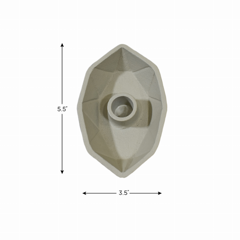 Handmade Aluminum Eco-friendly Geometric Set Of One Tea Light Candle Holder - 11x8x12in Ivory