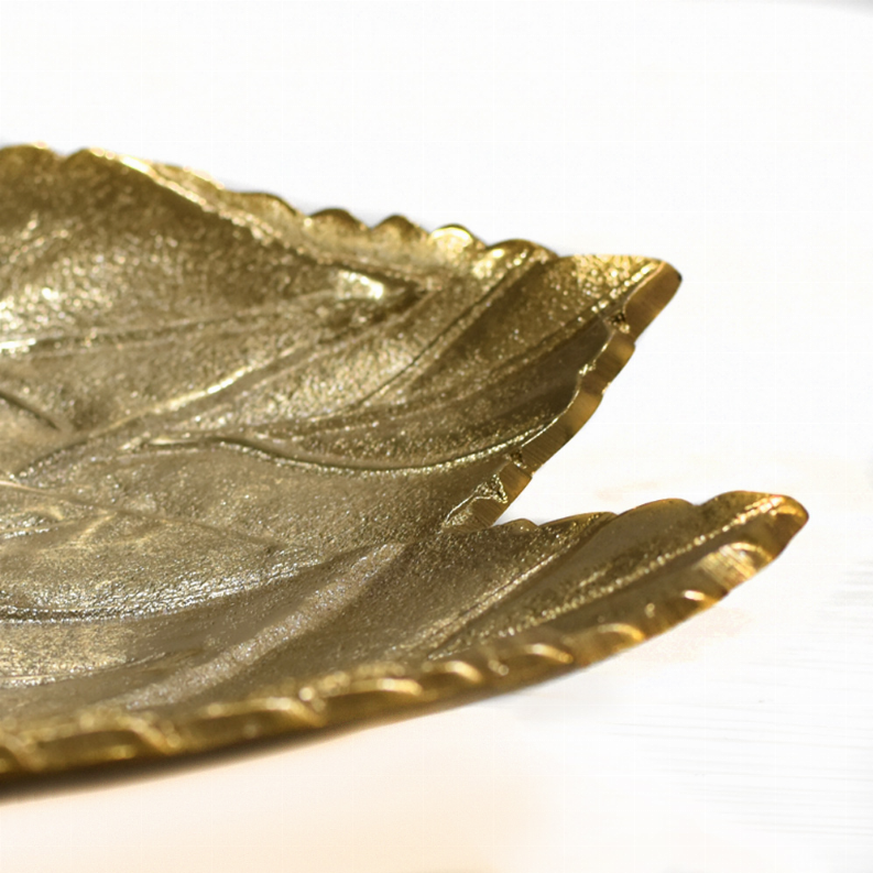 Handmade Decorative Gold Color Coated Aluminium Tray - 14.96 x 12.99 x 2.36cm Gold