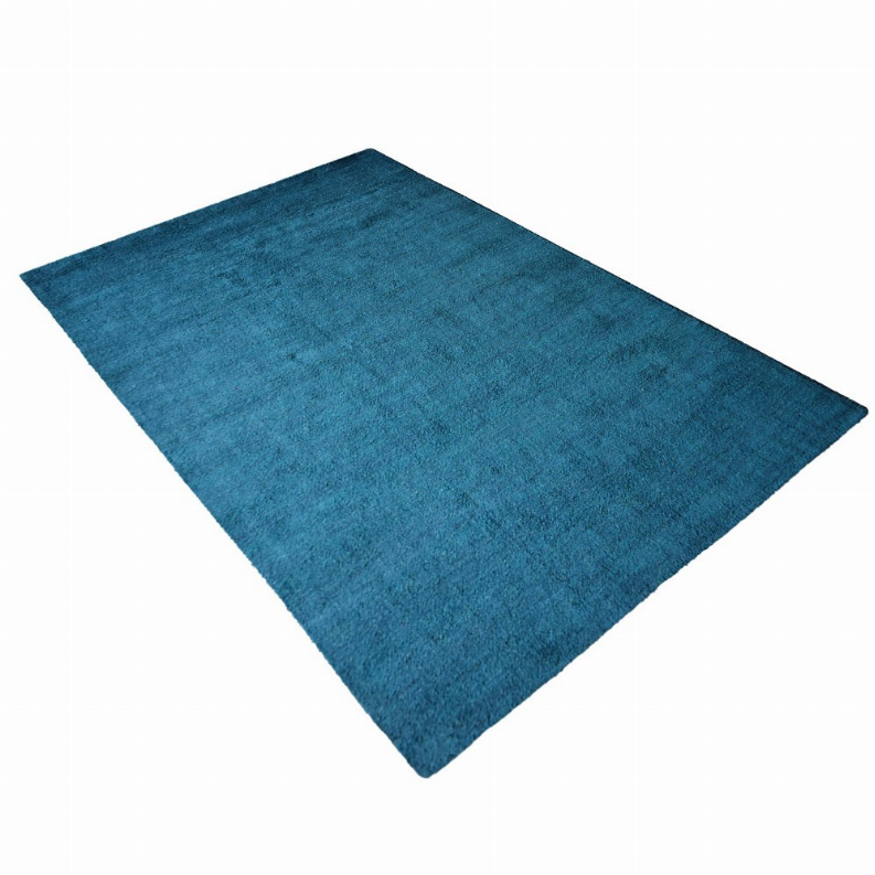 Rugsotic Carpets Hand Knotted Loom Silk Mix Area Rug Solid 3'x5' Blue