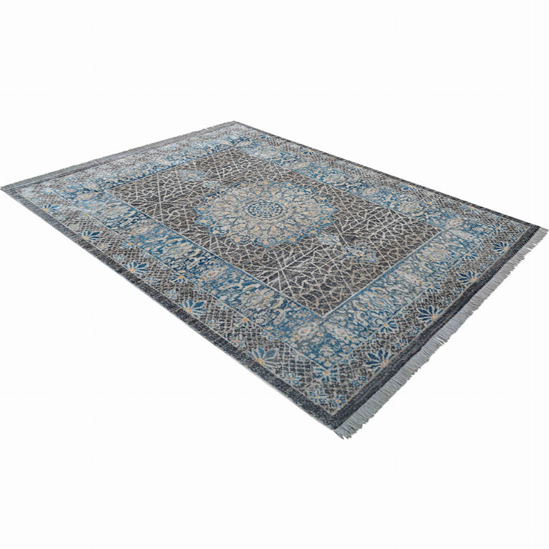 Rugsotic Carpets Machine Woven Crossweave Polyester Area Rug Oriental 10'x13' Black Gray