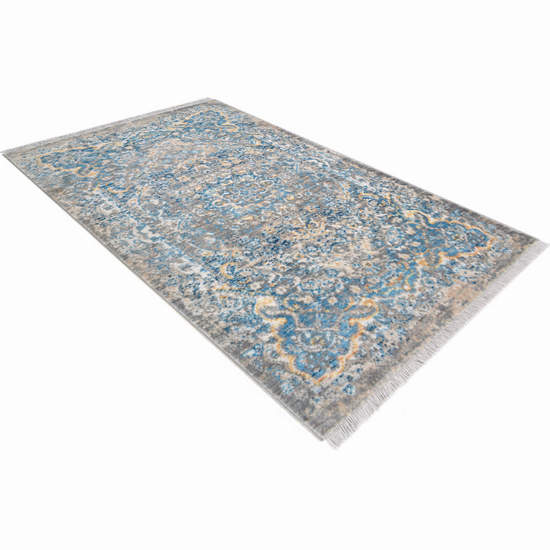 Rugsotic Carpets Machine Woven Crossweave Polyester Area Rug Oriental 10'x13' Gray Blue2