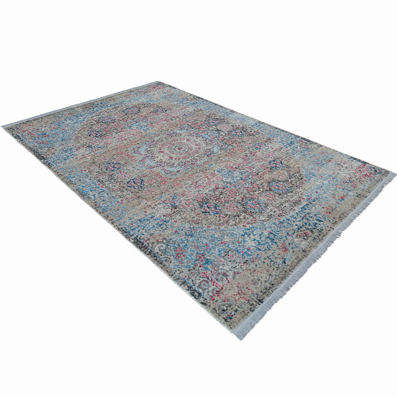 Rugsotic Carpets Machine Woven Crossweave Polyester Area Rug Oriental 2'x3'10'' Beige Blue