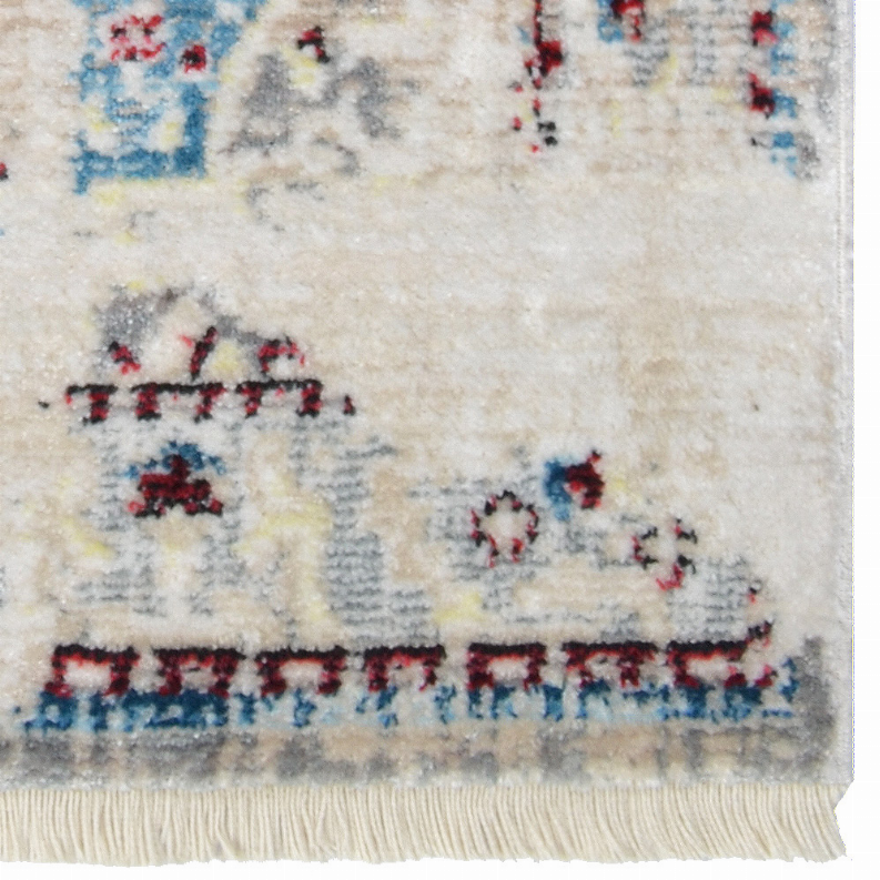 Rugsotic Carpets Machine Woven Crossweave Polyester Area Rug Oriental 2'x3'10'' Ivory Blue