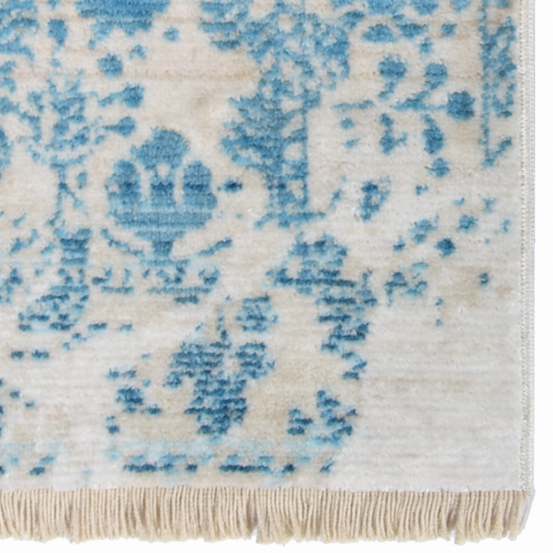 Rugsotic Carpets Machine Woven Crossweave Polyester Area Rug Oriental 2'x3'10'' Ivory Blue1