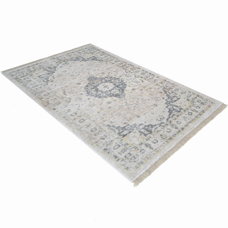 Rugsotic Carpets Machine Woven Crossweave Polyester Area Rug Oriental 3'11''x5'10'' Cream