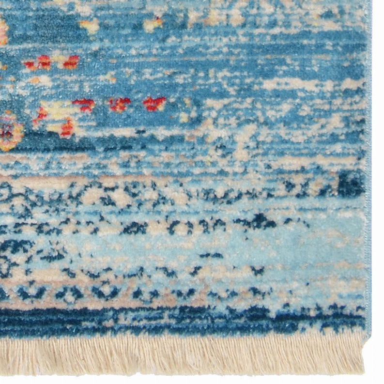 Rugsotic Carpets Machine Woven Crossweave Polyester Blue Area Rug Oriental - 4'x5'11'' Blue