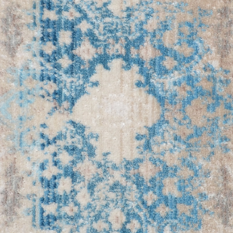 Rugsotic Carpets Machine Woven Crossweave Polyester Blue Area Rug Oriental - 4'x5'11'' Blue2
