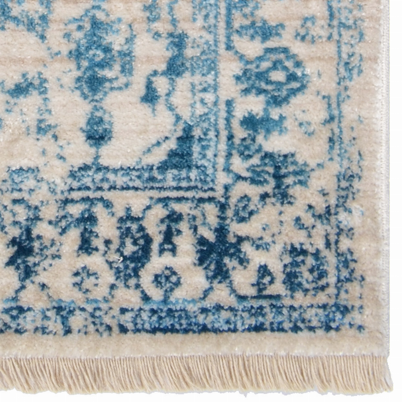 Rugsotic Carpets Machine Woven Crossweave Polyester Area Rug Oriental 4'x5'11'' Ivory Blue2