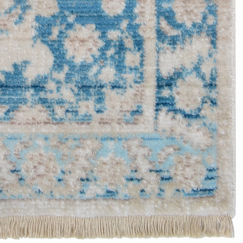 Rugsotic Carpets Machine Woven Crossweave Polyester Blue Area Rug Oriental - 5'x7'10'' Blue2