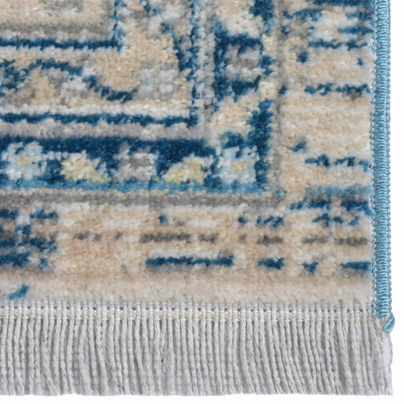 Rugsotic Carpets Machine Woven Crossweave Polyester Area Rug Oriental 5'x7'10'' Gray Blue1