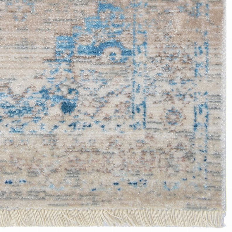 Rugsotic Carpets Machine Woven Crossweave Polyester Area Rug Oriental 9'x12' Ivory Blue3