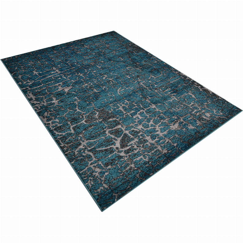Rugsotic Carpets Machine Woven Heatset Polypropylene Area Rug Abstract 4'x6' Silver Blue