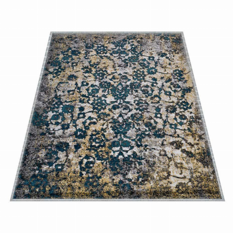 Rugsotic Carpets Machine Woven Heatset Polypropylene Area Rug Abstract 4'x6' Silver Blue1
