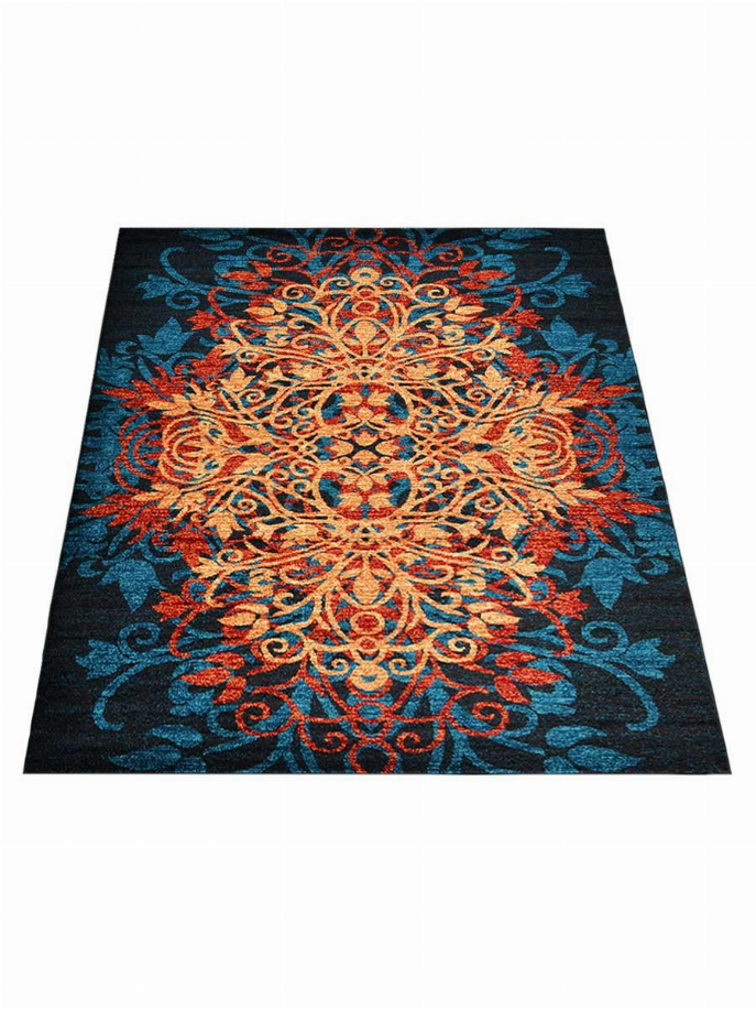 Rugsotic Carpets Machine Woven Heatset Polypropylene Area Rug Floral 4'x6' Caramel Blue