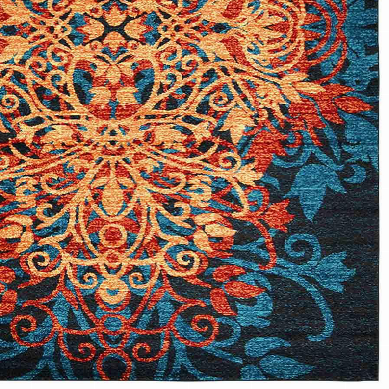Rugsotic Carpets Machine Woven Heatset Polypropylene Area Rug Floral 4'x6' Caramel Blue